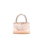 Leren Handtas Mara Metallic rose rosegoud kleine leren handtas met flap extra lang hengsel italiaans leren dames tassen kopen bestellen