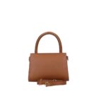 Leren Handtas Mara donkercognac cognac kleine leren handtas met flap extra lang hengsel italiaans leren dames tassen kopen bestellen achterkant
