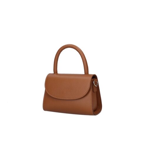Leren Handtas Mara donkercognac cognac kleine leren handtas met flap extra lang hengsel italiaans leren dames tassen kopen bestellen zij