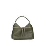 Leren Handtas Nellie olijfgroen olijfgroene compacte leren handtas gouden ritsdetail trendy uniek dames tassen italiaans leder kopen bestellen