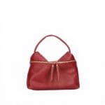 Leren Handtas Nellie rood rode compacte leren handtas gouden ritsdetail trendy uniek dames tassen italiaans leder kopen bestellen