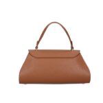 Leren Handtas Nora cognac gouden draaislot unieke vorm trendy dames handtassen leer kopen achterkant
