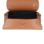 Leren Handtas Nora cognac gouden draaislot unieke vorm trendy dames handtassen leer kopen binnenkant