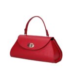 Leren Handtas Nora rood rode gouden draaislot unieke vorm trendy dames handtassen leer kopen zij