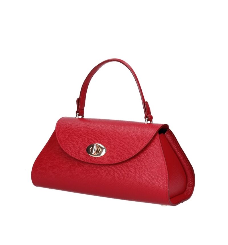 Leren Handtas Nora rood rode gouden draaislot unieke vorm trendy dames handtassen leer kopen zij