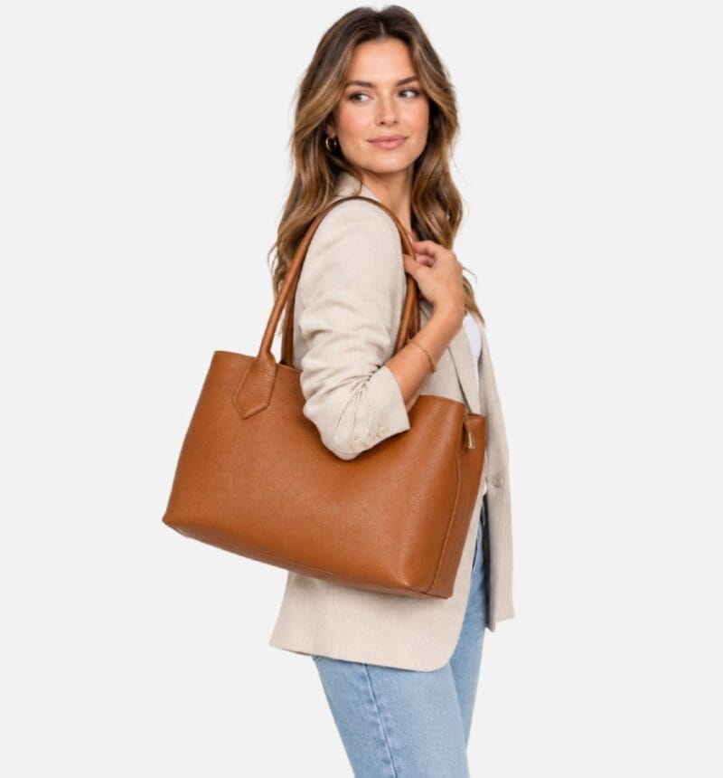 Leren Handtas Virginia cognac open leren handtas gesloten middenvak ruim trendy stevig dames tassen italiaans leer kopen bestellen model 2