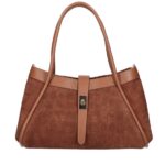 Leren Handtas Vivienne Croco cognac gouden draaislot leer suede croco print chique en luxe damestassen italiaans leder bestellen