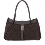 Leren Handtas Vivienne Croco donkerbruin donkerbruine gouden draaislot leer suede croco print chique en luxe damestassen italiaans leder bestellen