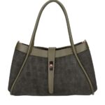 Leren Handtas Vivienne Croco olijfgroen olijfgroene gouden draaislot leer suede croco print chique en luxe damestassen italiaans leder bestellen