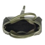 Leren Handtas Vivienne Croco olijfgroen olijfgroene gouden draaislot leer suede croco print chique en luxe damestassen italiaans leder bestellen binnenkant