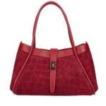 Leren Handtas Vivienne Croco rood rode gouden draaislot leer suede croco print chique en luxe damestassen italiaans leder bestellen