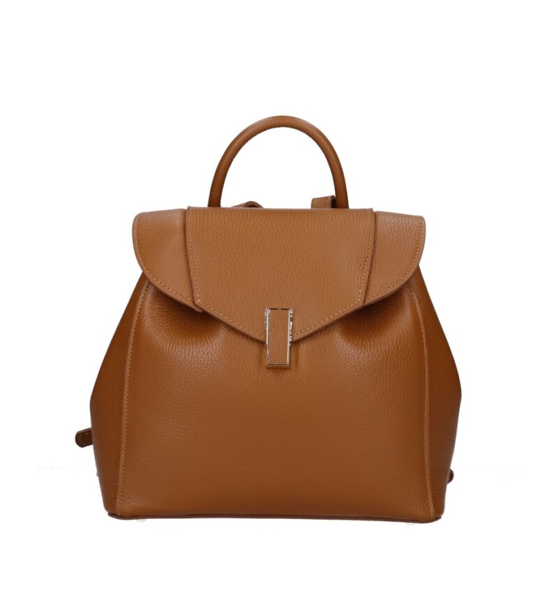Leren Rugtas Daphne cognac leren rugzak draaislot ruim chic trendy italiaanse tassen kopen