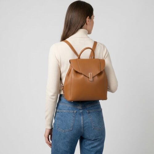 Leren Rugtas Daphne cognac leren rugzak draaislot ruim chic trendy italiaanse tassen kopen model