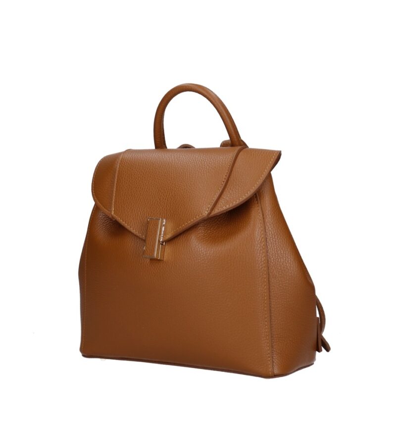 Leren Rugtas Daphne cognac leren rugzak draaislot ruim chic trendy italiaanse tassen kopen zij