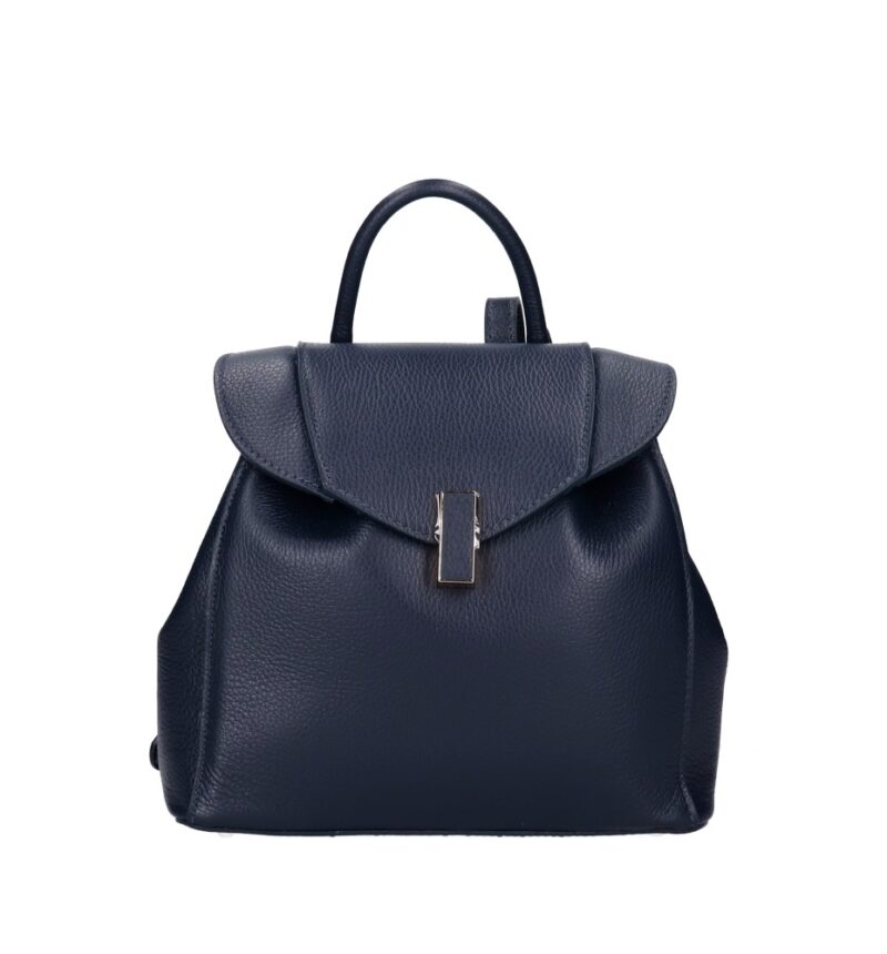Leren Rugtas Daphne donkerblauw donkerblauwe navy leren rugzak draaislot ruim chic trendy italiaanse tassen kopen
