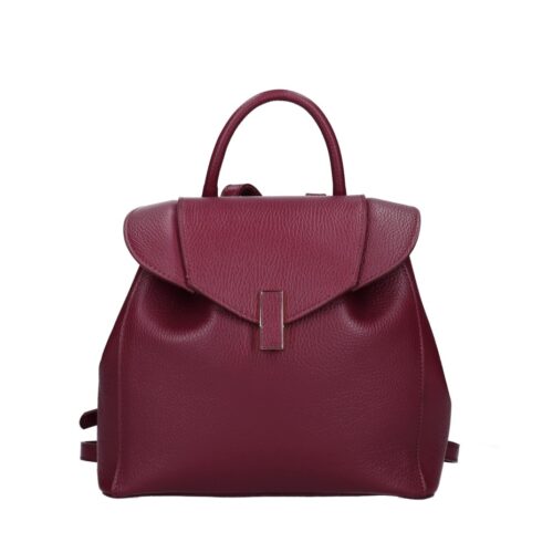 Leren Rugtas Daphne wijnrood wijnrode leren rugzak draaislot ruim chic trendy italiaanse tassen kopen