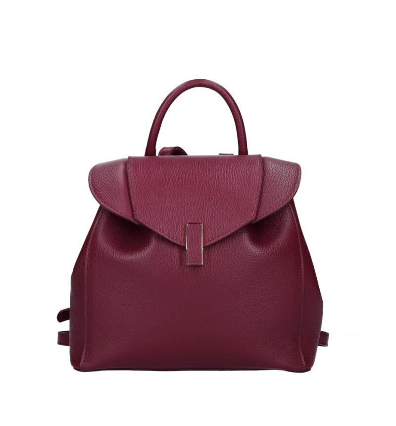 Leren Rugtas Daphne wijnrood wijnrode leren rugzak draaislot ruim chic trendy italiaanse tassen kopen