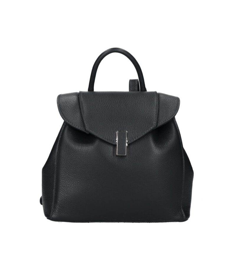 Leren Rugtas Daphne zwart zwarte leren rugzak draaislot ruim chic trendy italiaanse tassen kopen