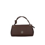 Leren Schoudertas Calliope donkerbruin donkerbruine leren tas flap gouden draaislot chique trendy tassen kopen bestellen