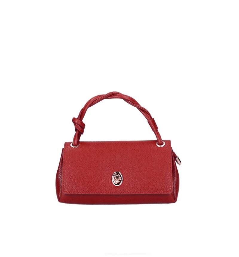 Leren Schoudertas Calliope rood rode leren tas flap gouden draaislot chique trendy tassen kopen bestellen