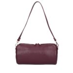 Leren Schoudertas Rachele bordeaux tas twee ritsen barrel cylinder bag kokervorm unieke tassen kopen bestellen