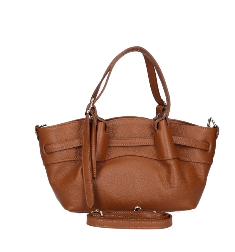 Leren Schoudertas Rylee donkercognac cognac generfd leer goud beslag retro dames tassen italiaans leer kopen bestellen achterkant