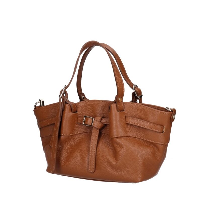 Leren Schoudertas Rylee donkercognac cognac generfd leer goud beslag retro dames tassen italiaans leer kopen bestellen zij