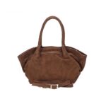 Suede Handtas Freya Bruin bruine trendy suede handtas goud beslag damestassen italiaans kopen bestellen achterkant