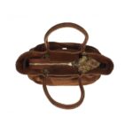 Suede Handtas Freya Bruin bruine trendy suede handtas goud beslag damestassen italiaans kopen bestellen bovenkant