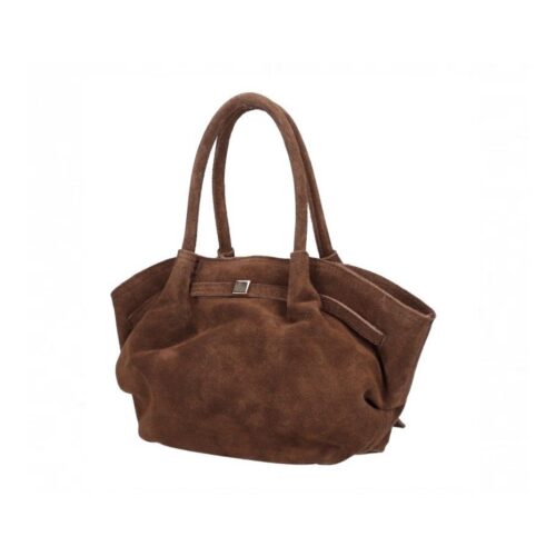 Suede Handtas Freya Bruin bruine trendy suede handtas goud beslag damestassen italiaans kopen bestellen zij