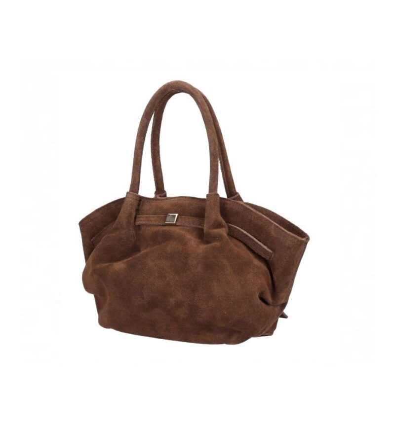 Suede Handtas Freya Bruin bruine trendy suede handtas goud beslag damestassen italiaans kopen bestellen zij