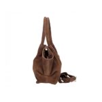 Suede Handtas Freya Bruin bruine trendy suede handtas goud beslag damestassen italiaans kopen bestellen zijkant