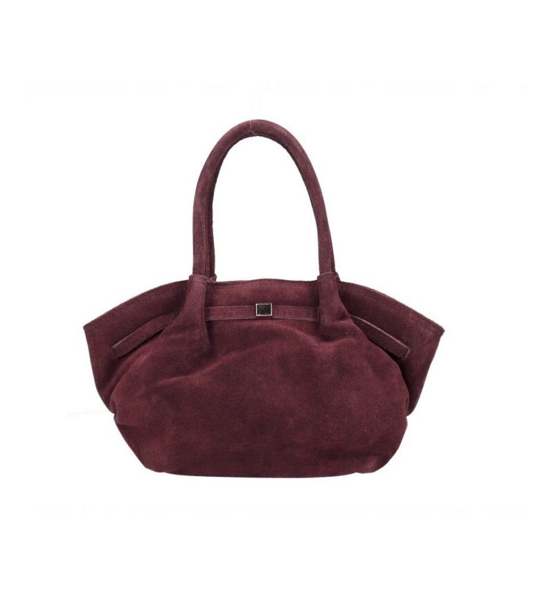 Suede Handtas Freya bordeaux trendy suede handtas goud beslag damestassen italiaans kopen bestellen