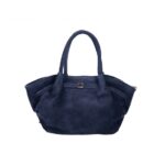 Suede Handtas Freya donkerblauw donkerblauwe trendy suede handtas goud beslag damestassen italiaans kopen bestellen
