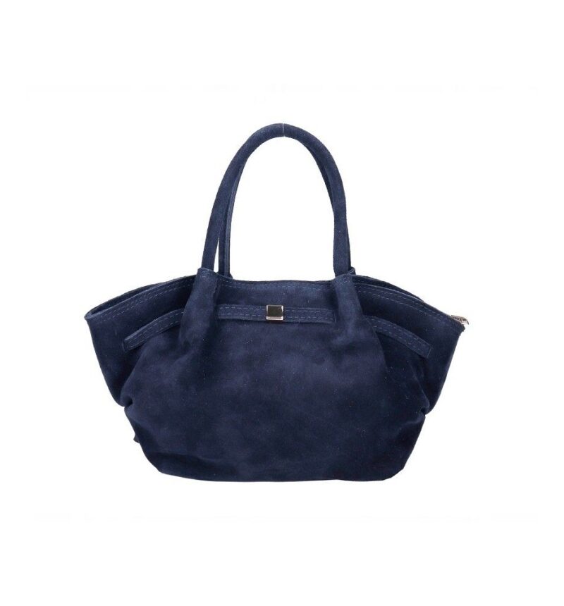 Suede Handtas Freya donkerblauw donkerblauwe trendy suede handtas goud beslag damestassen italiaans kopen bestellen