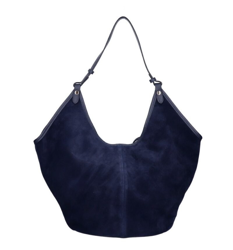 Suede Schoudertas Hallie donkerblauw donkerblauwe navy ruime suede leer handtas leren hengsel extra etui chique damestassen italiaans kopen